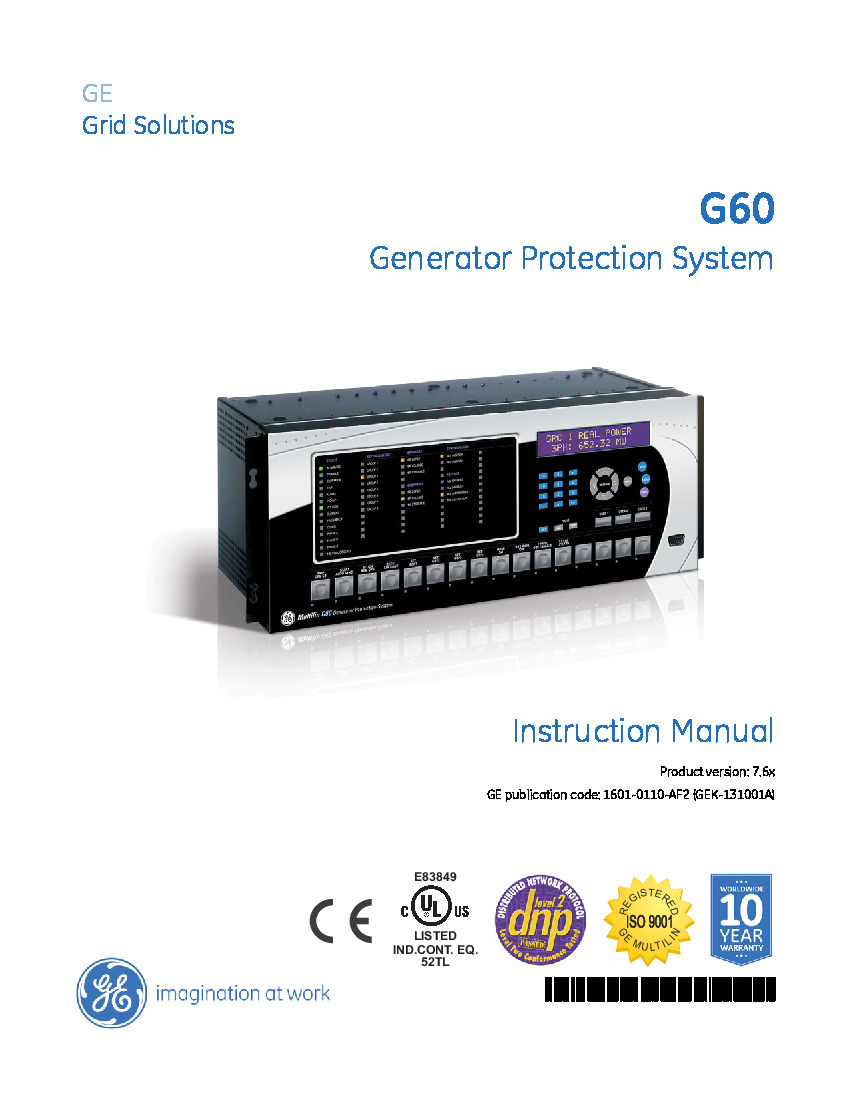 First Page Image of G60-G03-HCH-F8L-H6C-M8N-P6C-U6C-W6C GE G60 Universal Relays Manual 1601-0110-AF2.pdf